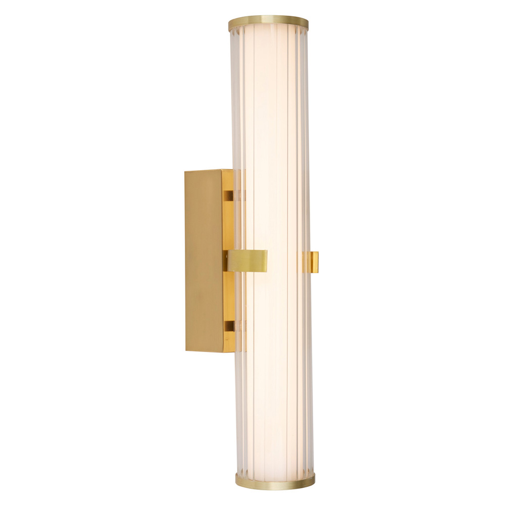 Image for Searchlight Clamp Wall Light Gold Ribbed Clear with Opal Glass