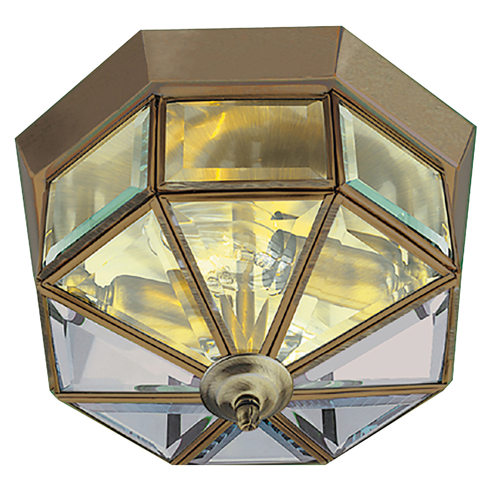 Image for Searchlight Pisa III Flush Antique Brass with Clear Bevelled Glass
