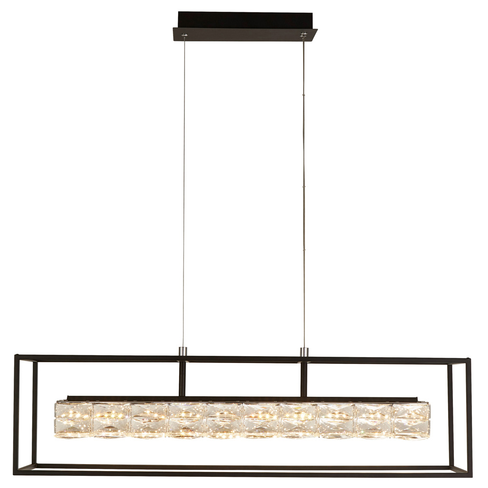 Image for Searchlight Elevator LED Pendant Matt Black Frame with Crystal Centre