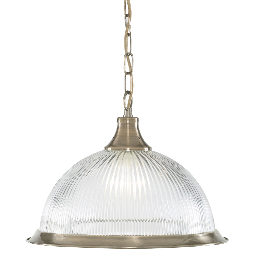 Image for Searchlight American Diner Pendant Antique Brass with Glass