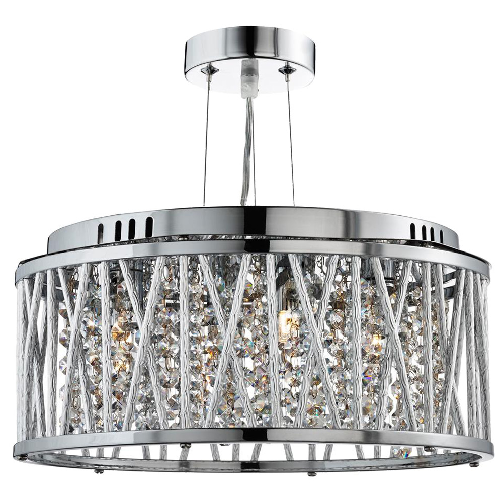 Image for Searchlight 4 Light Crystal Polished Chrome Ceiling Pendant