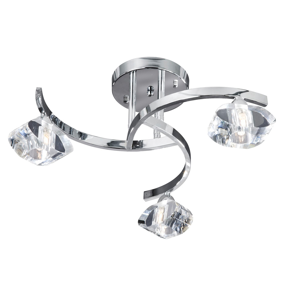 Image for Searchlight Sculptured Ice Ceiling Light Chrome 3 Lights