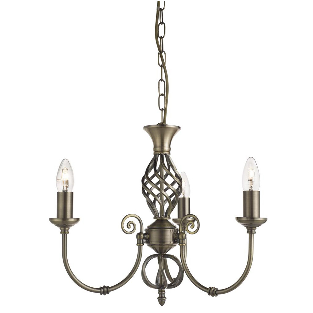 Image for Searchlight 3 Light Antique Brass Ceiling Pendant