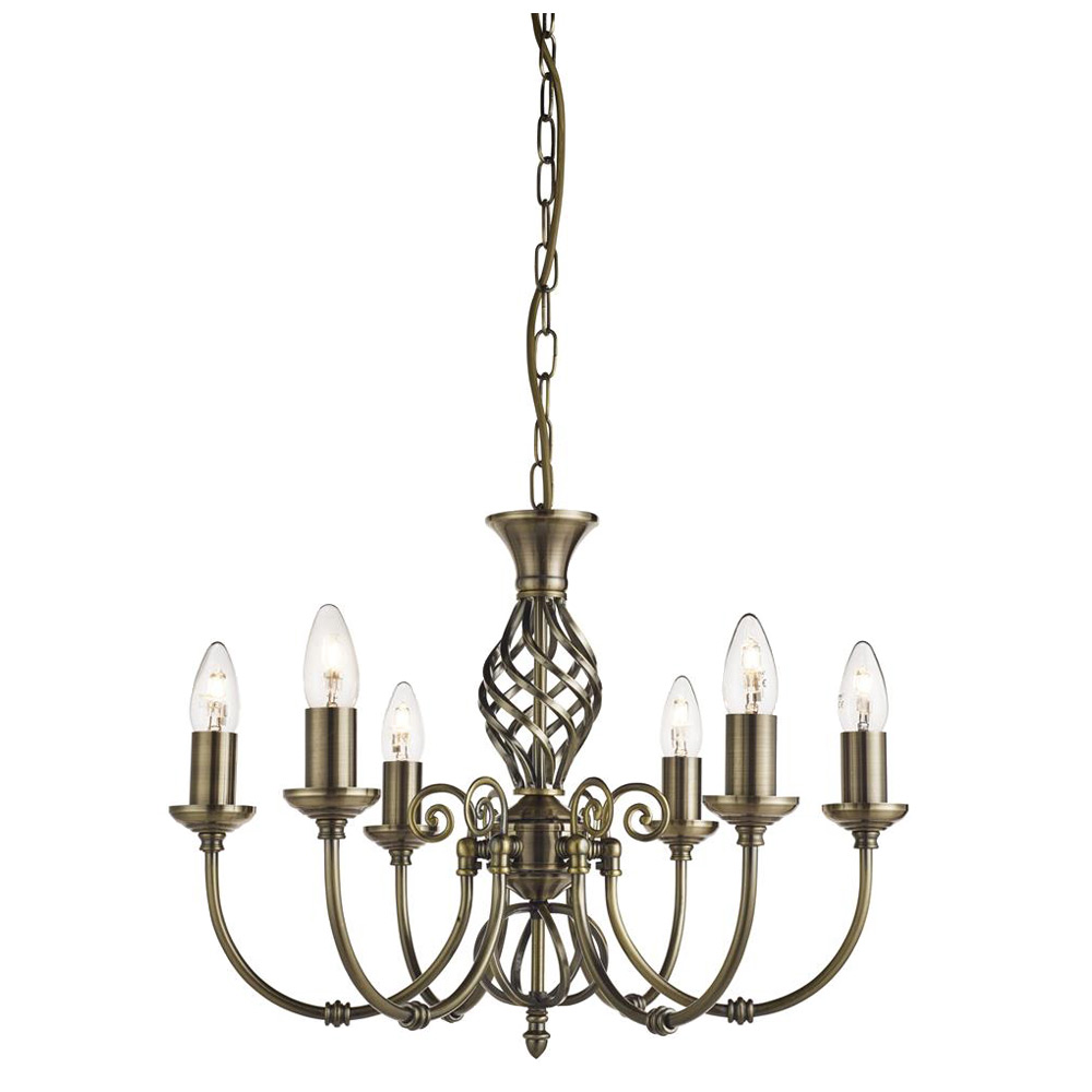 Image for Searchlight 6 Light Antique Brass Ceiling Pendant