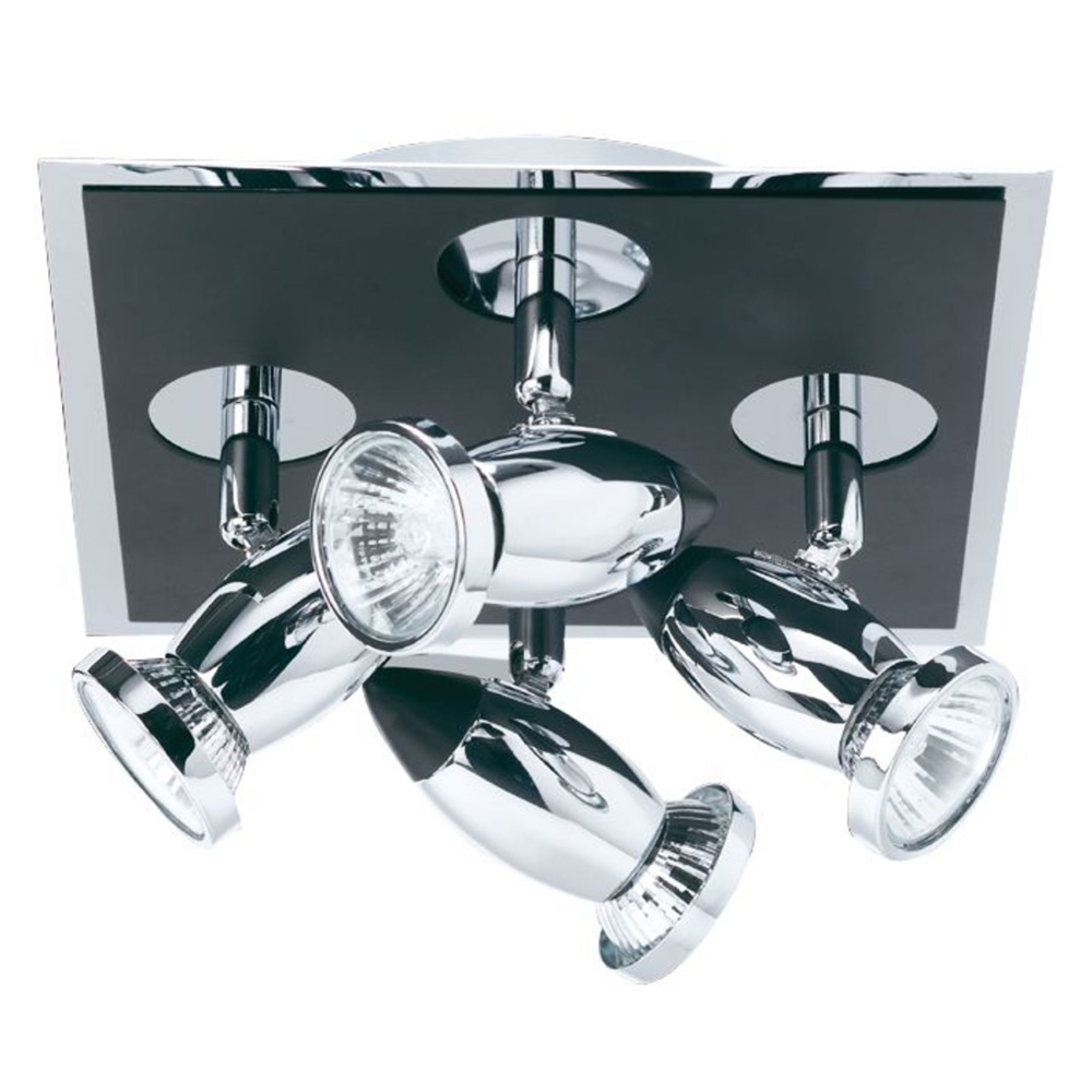 Image for Searchlight 4 Spotlight Ceiling Light Square Chrome Black