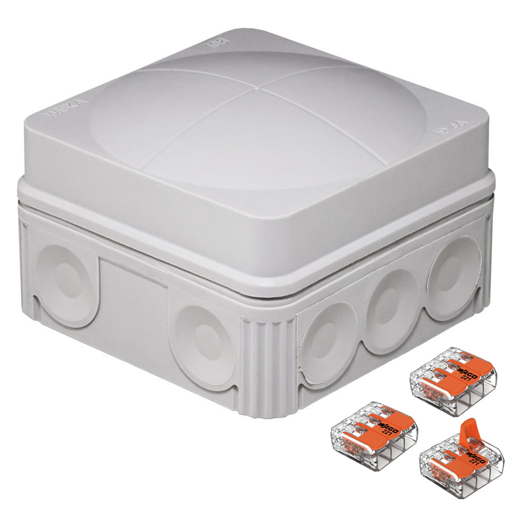 Image for Wiska 108/5 76x76mm Junction Box with Wago Connectors Grey