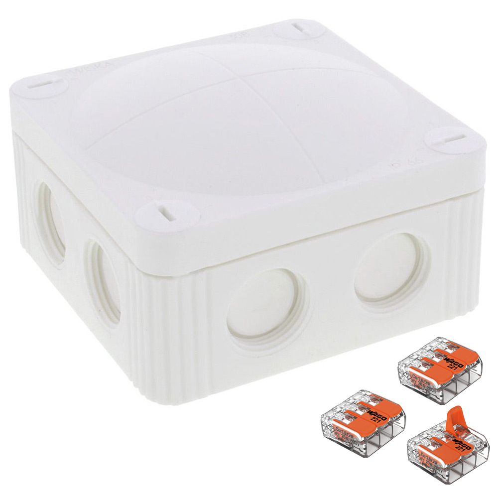 Image for Wiska 308/5 85x85mm Junction Box with Wago Connectors White