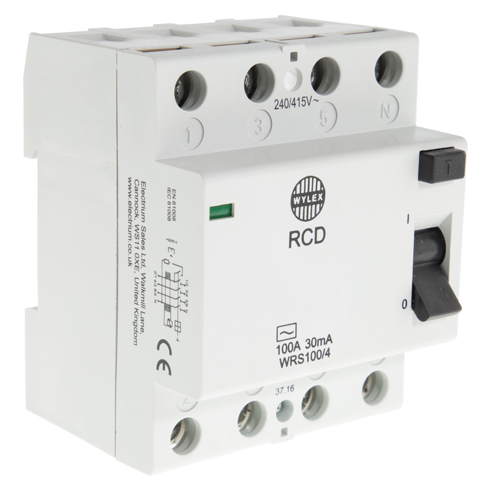 Image for Wylex WRDS100/4 Type A RCD 100A 30mA 4 Pole 4 Module