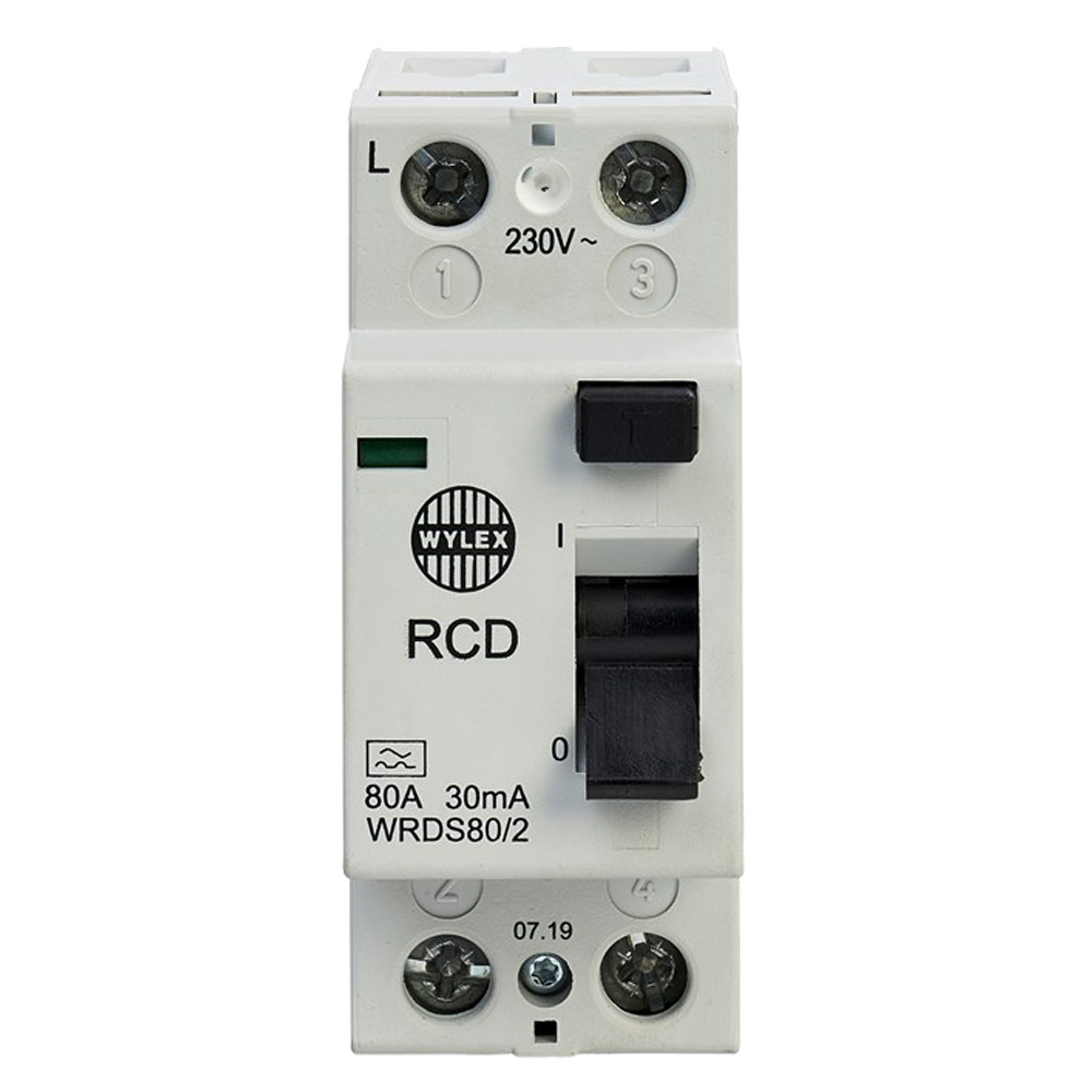 Image for Wylex WRDS80/2 Type A RCD 80A 30mA 2 Pole 2 Module