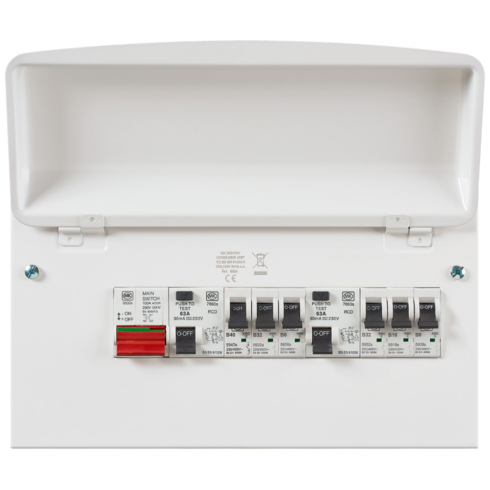 Image for MK Consumer Unit Dual RCD 12 Way Populated K7664SMET
